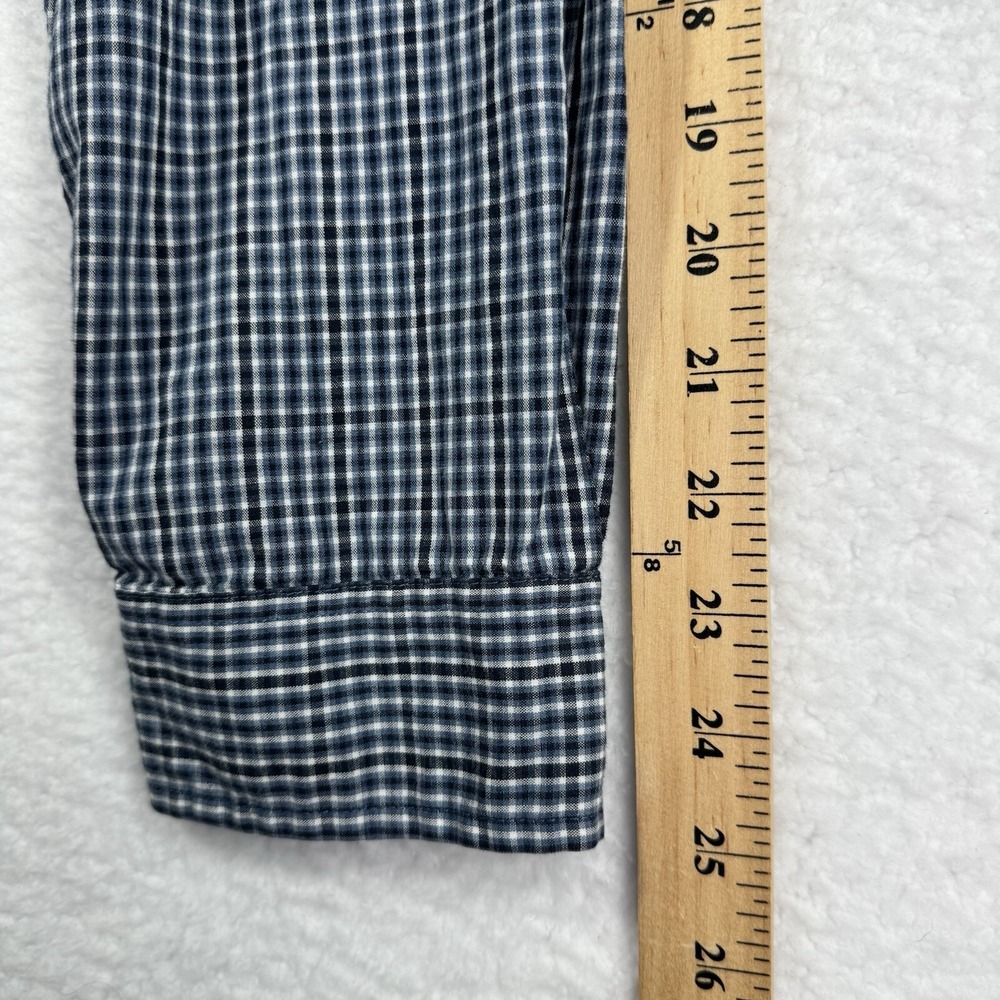 Nautica Jeans Company Button Down Mens Large Blue White Gingham Long Sleeve - Picture 10 of 10